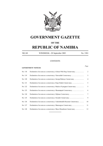 Muduva Nyangana Conservancy Gazette 2005