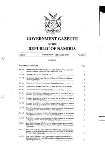 Mayuni Conservancy Gazette 1999