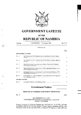 Tsiseb Conservancy Gazette 2001