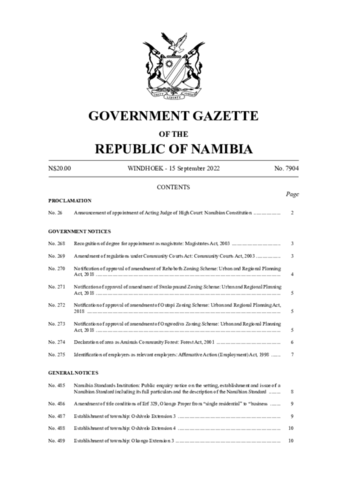 Aminuis Community Forest Gazette 2022