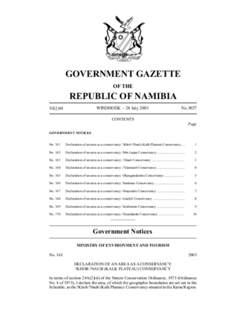 Orupembe Conservancy Gazette 2003