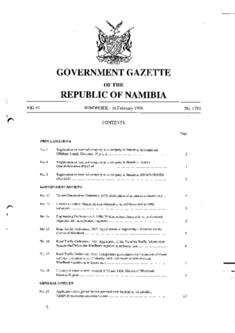 Nyae Nyae Conservancy Gazette 1998